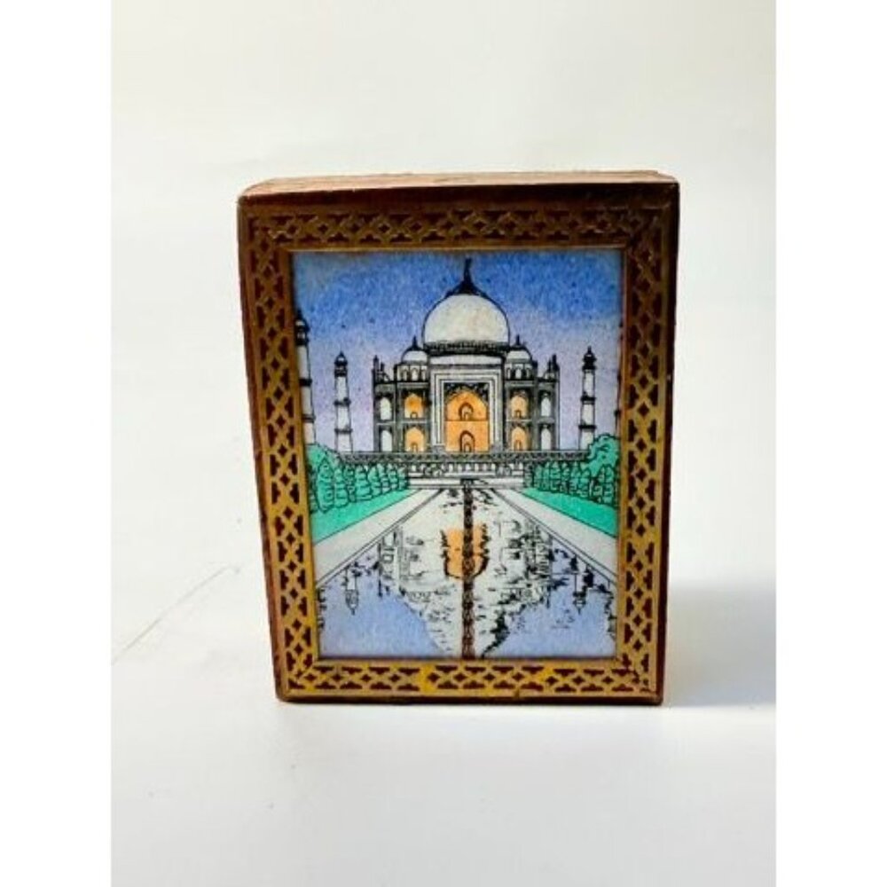Inlay Wood Trinket Ring Souvenir Box Taj Mahal Wooden Sand Art Agra Traditional - Picture 14 of 16